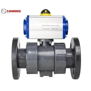 Acid-Alkali Resistant UPVC CPVC PPH PVDF Pneumatic Flanged Ball Valves Food Grade FKMEPDM Sealing DN25-DN100