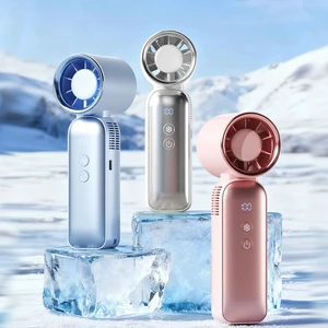 IMYCOO New Arrivals Portable Cooling Led Display Handheld Fan With Ice Rechargeable USB Mini Handy Fan 4000mah Battery Hand Fan