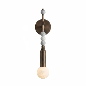 Customized Iron + Alabaster Beaded LED Wall Lamp Retro Style For Vintage Hotel & Home Decoration OEM/ODM