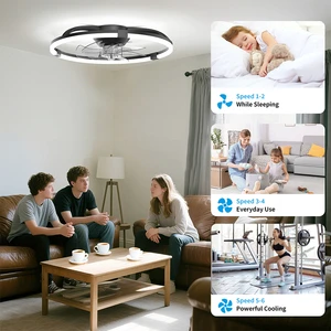 Newest 20inch Modern Home Intelligent Remote Control Foldable LED Ceiling Fan Light Dimming Home Office Living Room Bedroom
