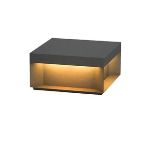 Modern Simple Outdoor LED Column Head Light Solar Powered Stainless Steel Waterproof for Villa Gate Pillar Deck Garden Courtyard