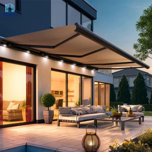 Electric Retractable Cassette Awning Motorized Awning Outdoor With Led Light For Retractable Roof Pergola Awning