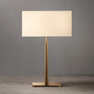 Luxury Brass Table Lamp with Rectangular Linen Shade Dimmable Decorative Lighting Bedroom Living Room Interior Projects Custom