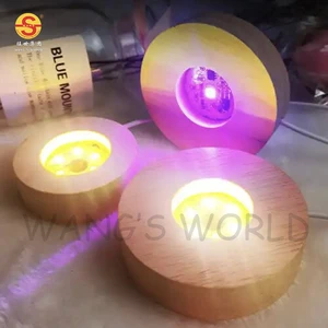 High Quality Modern Design RGB 3D Night Light Wooden Base LED USB Power Source Remote Control Switch Wholesale Price Acrylic
