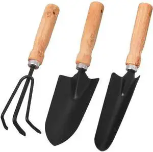 DIY Mini Garden Tools Set with Shovel and Rake Lightweight Metal & Wood Handle Modern Design for Outdoor Gardening Plant Care