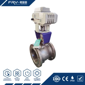 DN150 6inch Electric Flange Stainless Steel V Port Ball Valve CF8 A351 For Flow Control In Water Treatment