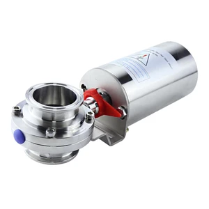 SS304 316L Food Grade Sanitary Vertical Tri Clamp Powder Pneumatic Actuator Pneumatic Butterfly Valve