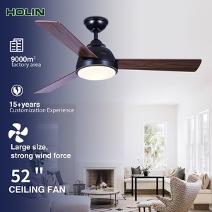 LED Ceiling Fan Black And Nicke Plywood DC Motor Low Watt 52 Inches Dimmable Ceiling Fan LED Lights