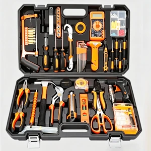 Complete 35-Piece Iron Hand Tool Set with Orange Handle Design Combination Wrenches Hard Case OEM Customizable
