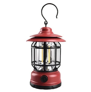 BSCI Waterproof Emergency Portable Hangable Retro Hiking Camp Lantern USB Rechargeable Outdoor Hanging Led Light
