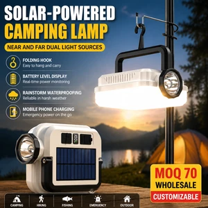 Hot Sale Multifunctional LED Camping Work Light Solar Type C Rechargeable Emergency Lamp Long Lasting Portable Tent Light IP44