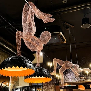 Creative Art Hollow Modeling Sculpture Art Statue Pendant Lights Hanging Lamp Modern LED Chandelier Lights