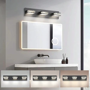 OEM ODM Modern 3-Light IP44 Wall-Mounted LED Bathroom Vanity Mirror Lamps Black Finish Dimmable CRI 80 SMD2835 1200 Lumens