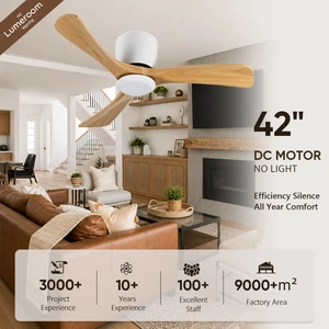 42 Inch Modern Wood Ceiling Fan No Light with Remote Control, Quiet DC Motor Indoor Ceiling Fan for Living Room Bedroom