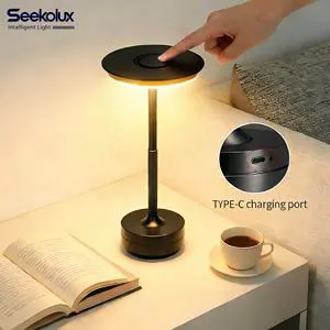 Modern Aluminum Cordless LED Desk/Table Touch Dimming USB-C Rechargeable Battery Eye Caring Decorative Hotels Bar Office 70lm/W