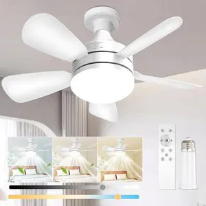 TSINYE 40W Socket Fan Light, Ceiling Fan with Light and Remote, Dimmable LED Ceiling Fan with Lamps for Bedroom, Kitchen