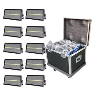 10pcs in One Flight Case 960pcs RGB 3in1 LED Strobe Lights 8 Segment Chase Flow Wash Stage Light with 240W