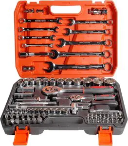 82PCS Professional Mechanic Socket Tool Kit Set Hard Case Hand Operated Stainless Steel Wrench Ratchet Wrenches Screwdriver