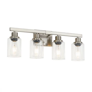 Modern Bathroom Vanity Light 24 In Brushed Nickel Clear Glass Shades Surface Mounted Mirror Lamp No Bulbs