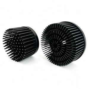 Round Star Pin Fin Aluminum Heat Sink Black Anodized Circular Cold Forged Heatsink for High Power LED Lighting Module