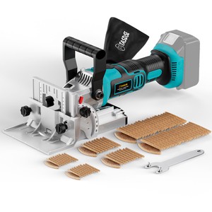 Cordless Biscuit Joiner Tool 8V For Woodworking With 6 Depth Adjustment 0-90° Bevel Cutting 80 Biscuits Kit