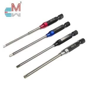 DIY Grade 1/4'' SK51 Hex Shank Electric Driver Tips Set 4-Piece Screwdriver Bit Sizes 1.5 2.0 2.5 3.0mm Steel Handle OEM RC