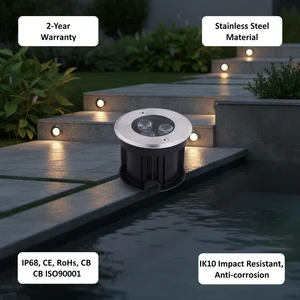 Ip68 Waterproof Horizontal Rgb LED Underground Outdoor Floor Recessed Lights Deck Inground Step Ground Buried Lamp 24v 12v 3000K