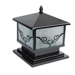 Solar-Powered Aluminum Square Column LED Lighting Outdoor Garden Wall Courtyard Villa's Door Waterproof IP65 Remote Control