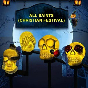 All Saints' Day IP65 Energy-saving and waterproof Gesture skull Lawn Solar Lights for Outdoor Garden landscape Lighting
