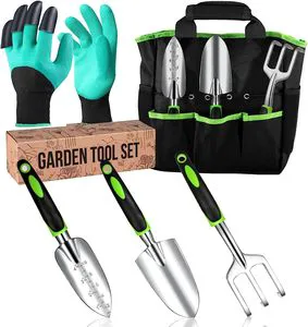 Garden Tool Set - Aluminum Alloy Heavy Duty Gardening Kit - Set of Tools with Ergonomic Handle