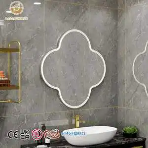 Iron Frame Memory Function Irregular Led Hotel Custom Lighted Factory Supplier Bathroom Mirror With Lights