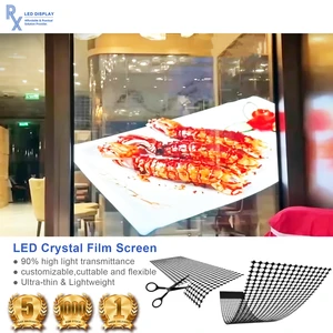 RX Full Color HD Programmable Holographic LED Transparent Flexible Pantalla Led Screen Stick on Glass Indoor Advertising Store