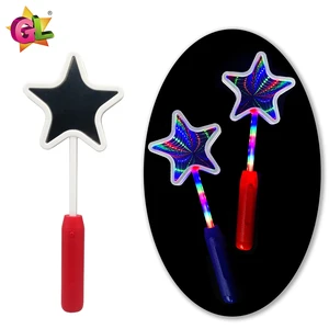 Star Shaped Tunnel Space Led Light Toy Wand Solid Color Handle Led Tube Wand with Illuminated Neck Plastic for Kids