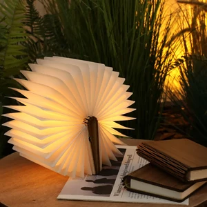 Hot Selling Products 2026 Wooden Folding Table Book Lamp Desk Night Light Warm Portable Special Paper Led Book Lamp Medium Size