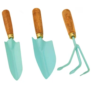 Set of 3 Gardening Tools With Wood Handle Rust Proof Gardening Kit Garden Shovel Rake Trowel Best Gifts for Women in Best Price