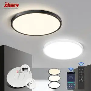 Modern Smart 20W-56W LED Ceiling Light Fixture Ultra-Thin 3CCT Stepless Dimming ABS Cover for Home Living Room Ceiling Lighting