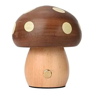 LED Wooden Mushroom Lamp Portable Small Lamp Rechargeable Battery Operated Lamp