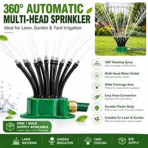 Factory Sale Hot Sale Trend 360 Degree Automatic Multi-Head Plastic Flower Sprinkler Rotate Plug-in Automatic Plants Sprinkler