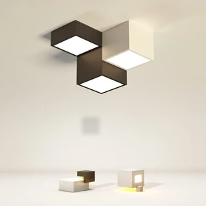 minimalist black white square grid ceiling lamp simple creative unique design lighting for living room