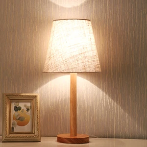 Creative Solid Wood Fabric USB Small Desk Lamp Bedroom Bedside Lamp Study Dormitory LED Night Light