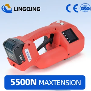 K9 One-touch 5500N Cordless Electric Strapping Tool 16-19mm Wide Belt 18V Lithium Battery LED Display Automatic Hot Friction