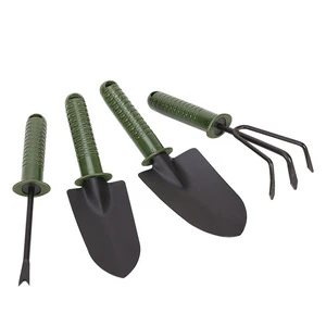 4PCS Garden Gardening Tools Set Heavy Duty Metal Outdoor Ergonomic Handle Hand Tools Kit for Garden Work Trowel Shovel Rake