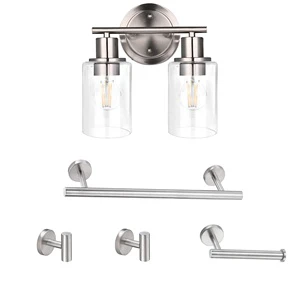 Modern Vanity Lighting Wall Lamps Vanity Lights With clear Glass Bathroom Vanities Light Brushed Nickel Makeup Wall Sconces