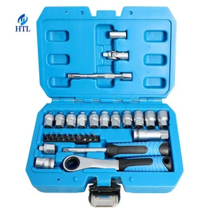 HTL 29PCS Pass Through Thru Core Ratchet Socket Set Torque Wrench Auto Repair Tool Screwdriver