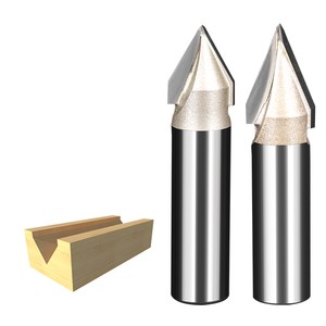 HUHAO 1/2 Shank And 1/4 Shank V Groove Wood Router Bit Chamfer Router Bit CNC Woodworking End Mill Cutters 4895
