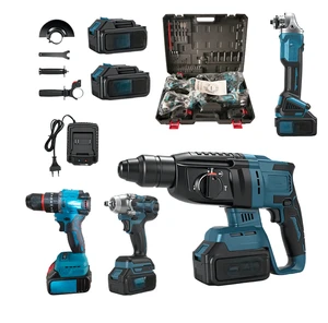 Multi-Functional Brushless Power Tool Set 4 10-Cell Battery 2 Chargers for Home Improvement, Woodworking & Construction