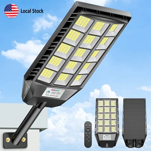 US Stock High Bright Solar Street Light Outdoor IP65 Waterproof LED Road Lamp with Motion Sensor Dusk to Dawn for Garden Parking