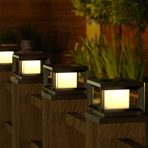 YDHOK Solar Garden Post Cap Fence Light LED Column Cap Head Path Lamp Waterproof Pillar Lights 360 Beam Angle 50000 Hours