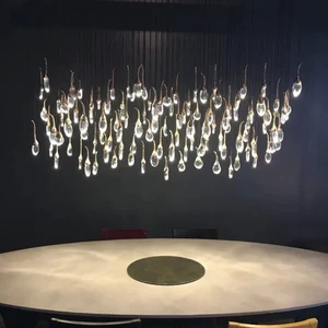 Custom Large High Ceilings Raindrop Teardrop Lobby Decorative Ceiling Hanging Lighting Waterdrop Hotel Chandelier Luxury