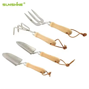 SUNSHINE OEM ODM Customized Garden Tool Set 4 Pieces 5 Pieces Heavy Duty Garden Hand Tools Kit with Wooden Handle